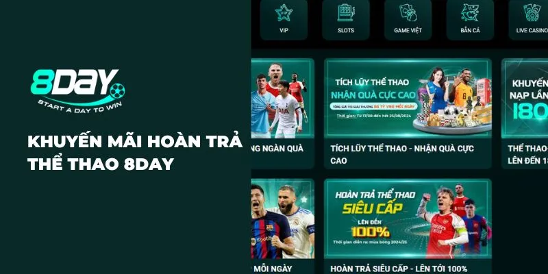 Khuyến mãi hoàn trả thể thao 8Day