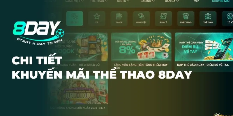 Chi tiết khuyến mãi thể thao 8Day